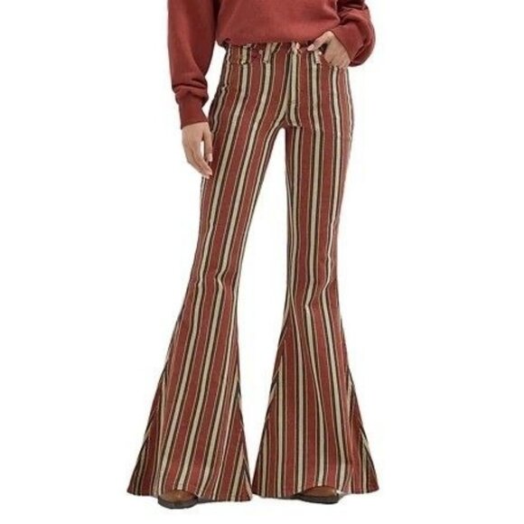 Wrangler Lainey Wilson Women's Clay Original Bell Bottom Flare Jeans Henna Strip - Picture 1 of 5